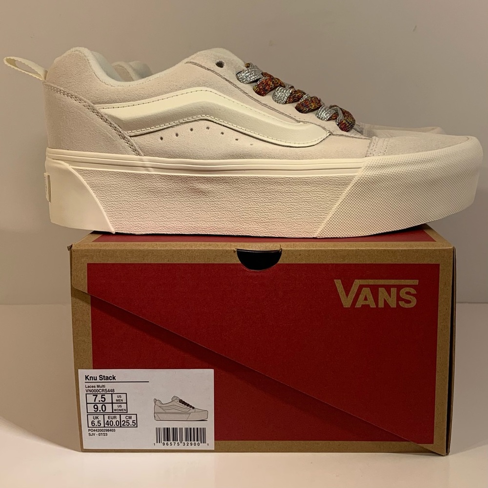[BRAND NEW] VANS KNU STACK WHITE MULTI-COLOR LACES WOMENS SHOES SIZE 9 SNEAKERS